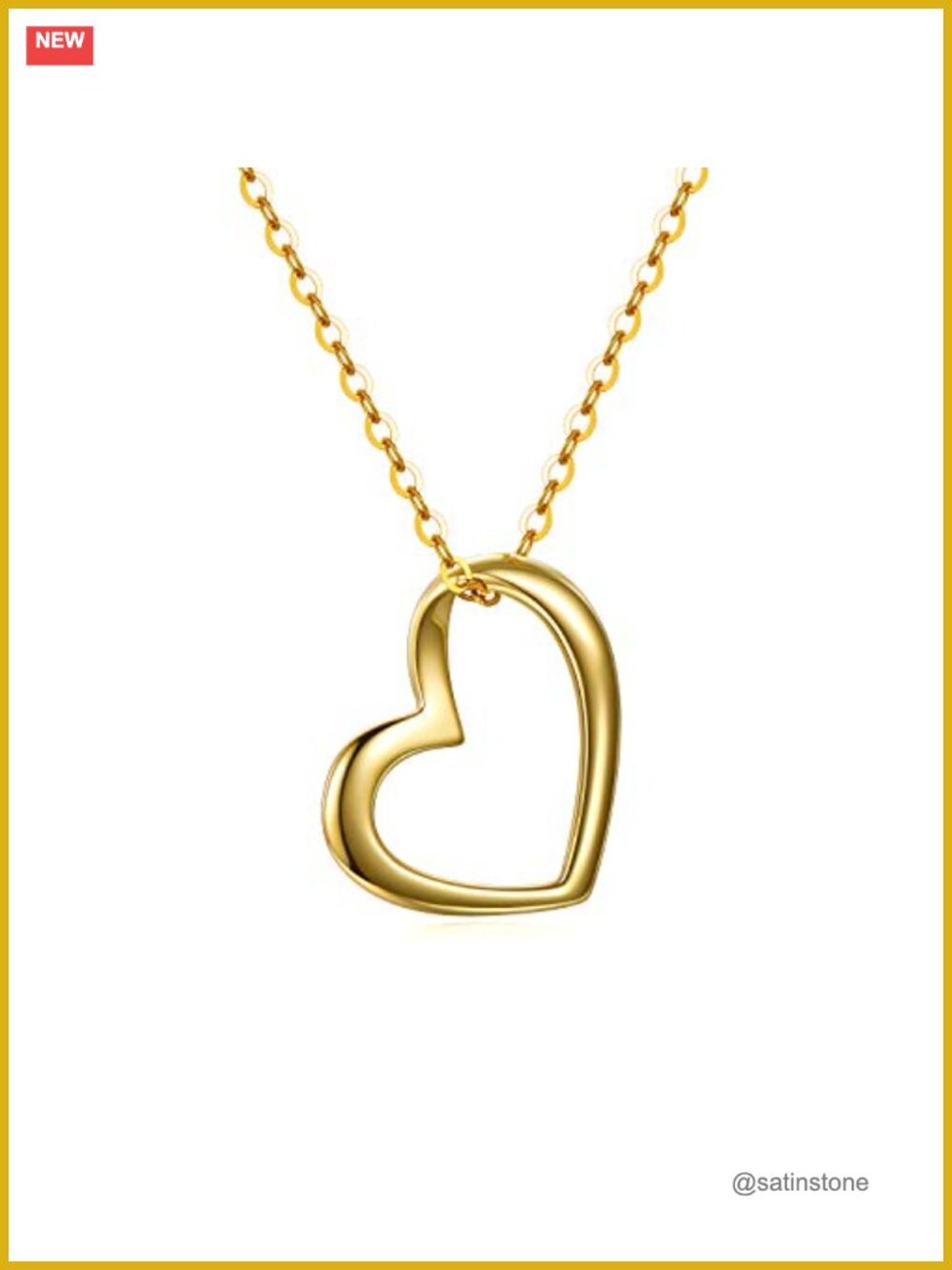 14k Gold Open Heart Pendant Necklace for Women Fine Jewelry Gift